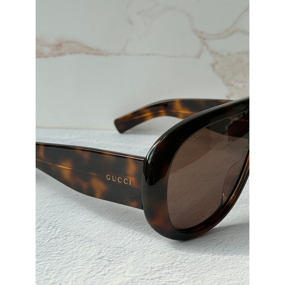 NEW Gucci GG2164S Brown Aviator Oversized Sunglasses $565 - Picture 6 of 11
